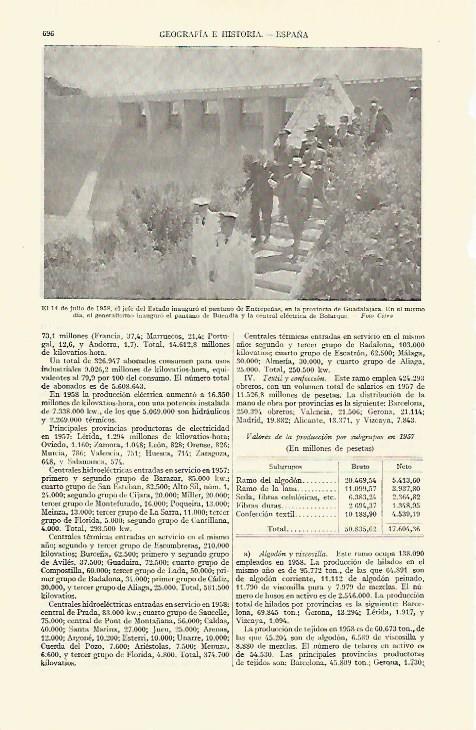 LAMINA ESPASA 21709: Franco inaugurando el pantano de Entrepeñas Guadalajara