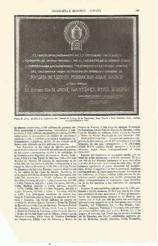 LAMINA ESPASA 21710: Placa del Premio de Letras de la Fundacion Juan March a Azorin