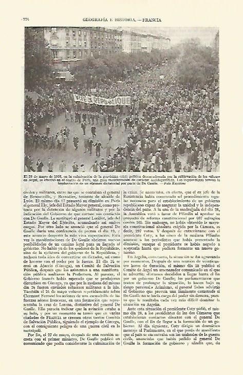 LAMINA ESPASA 21731: Manifestacion antidegaullista en Paris
