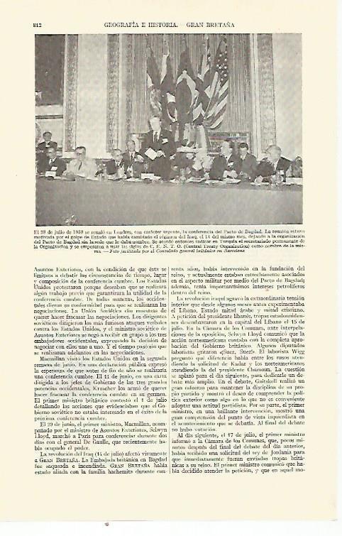 LAMINA ESPASA 21744: Conferencia del Pacto de Bagdad en 1958
