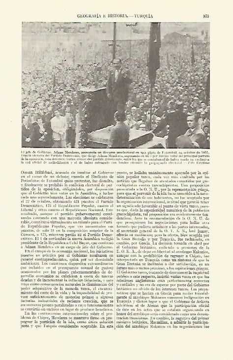 LAMINA ESPASA 21802: Adnan  Menderes presidente de Turquia