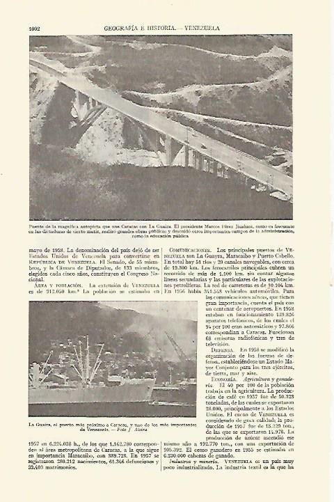 LAMINA ESPASA 21809: Autopista que une Caracas y La Guaira Venezuela