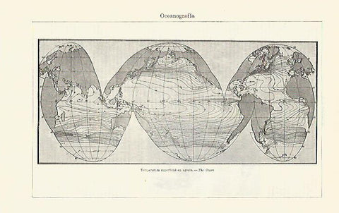 LAMINA ESPASA 21844: Oceanografia temperatura superficial en agosto