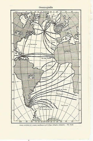 LAMINA ESPASA 21846: Lineas de la marea semidiurna en el Atlantico