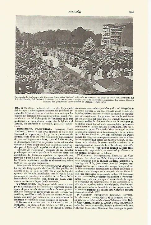 LAMINA ESPASA 21856: Congreso Eucaristico Nacional de Granada en 1957