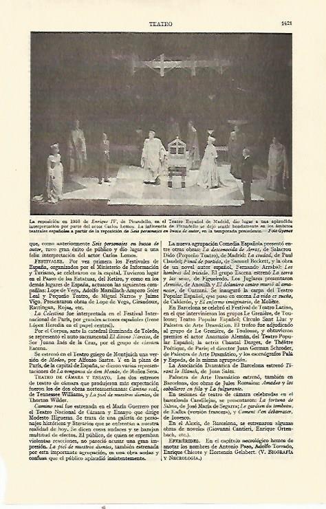 LAMINA ESPASA 21869: Reposicion en 1958 de Enrique IV de Pirandello
