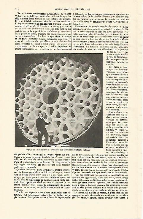 LAMINA ESPASA 21892: Espejo del telescopio de Monte Palomar