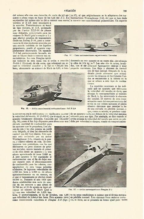 LAMINA ESPASA 21933: Caza Skyrocket avion Bell X-1A y Douglas X-3