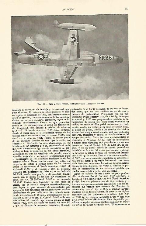 LAMINA ESPASA 21936: Caza Lockheed Starline