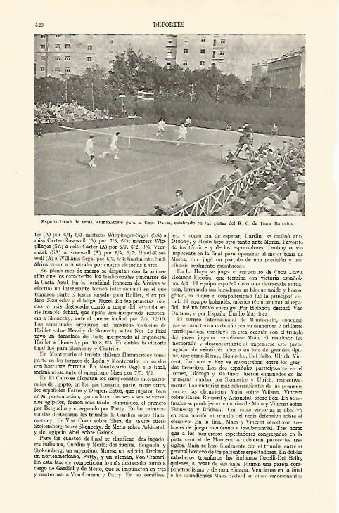 LAMINA ESPASA 21963: Partido de Copa Davis España-Israel en Barcelona