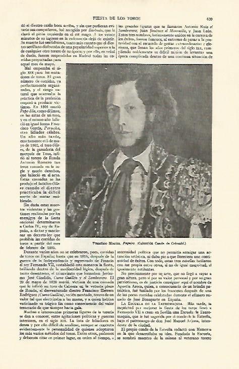 LAMINA ESPASA 21980: El torero Francisco Montes Paquiro