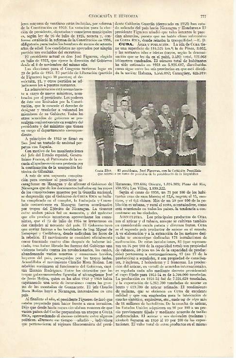 LAMINA ESPASA 22013: El presidente Jose Figueras de Costa Rica