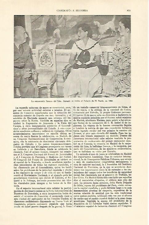 LAMINA ESPASA 22047: La emperatriz Soraya de Iran en El Pardo en 1953