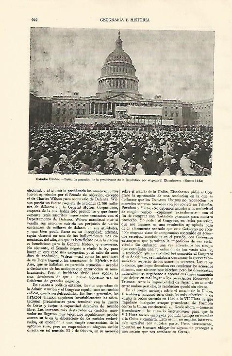 LAMINA ESPASA 22071: Toma de posesion de Eisenhower en 1953