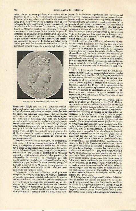 LAMINA ESPASA 22084: Medalla de la coronacion de Isabel II