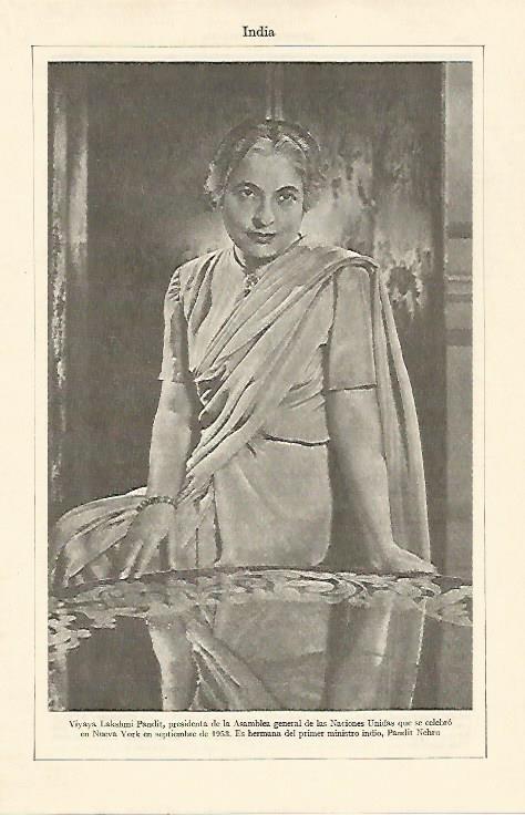 LAMINA ESPASA 22097: Viyava Lakshmi Pandit presidenta de la ONU