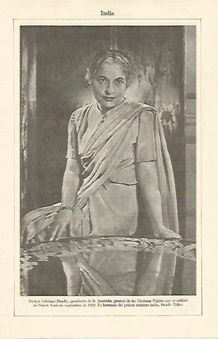 LAMINA ESPASA 22097: Viyava Lakshmi Pandit presidenta de la ONU