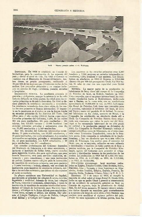 LAMINA ESPASA 22099: Puente sobre el Eufrates en Irak