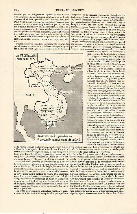 LAMINA ESPASA 22116: Mapa de la Federacion Indochina