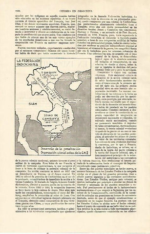 LAMINA ESPASA 22116: Mapa de la Federacion Indochina