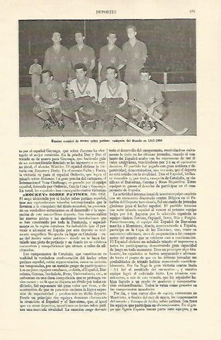 LAMINA ESPASA 22137: Equipo español de hockey sobre patines campeon del mundo 1953-54