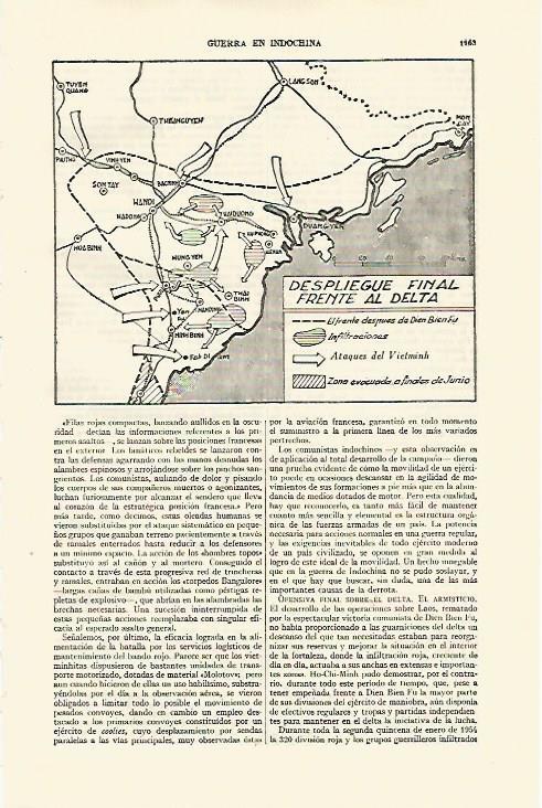 LAMINA ESPASA 22156: Mapa del despliegue final frente al delta en la Guerra de Indochina