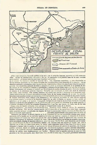 LAMINA ESPASA 22156: Mapa del despliegue final frente al delta en la Guerra de Indochina