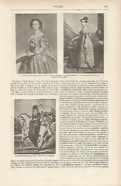 LAMINA DE ESPASA 241: Retratos de diferentes reinas llamadas Victoria
