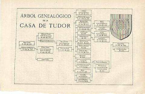 LAMINA ESPASA 938: Arbol genealogico de los Tudor