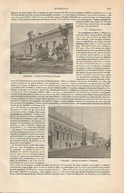 LAMINA ESPASA 2242: Escuela de Medicina y Escuela de Derecho de Guatemala