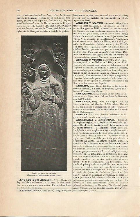 LAMINA ESPASA 6996: Tumba de Blanca de Anglesola en Vallbona de les Monges Lleida