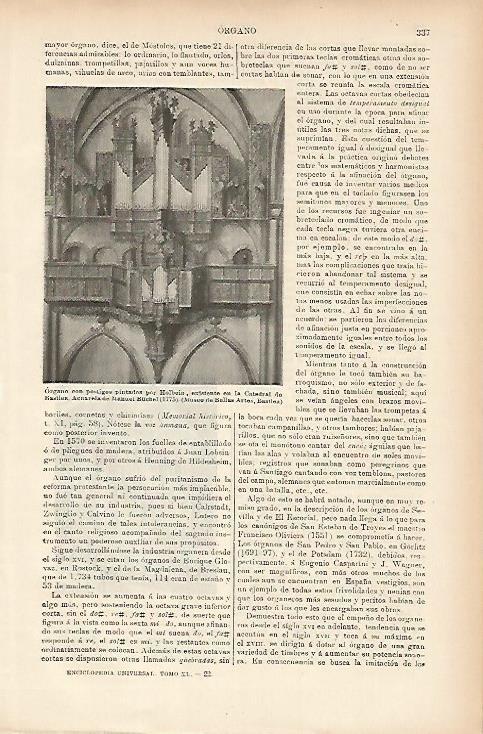 LAMINA ESPASA 7602: Organo de la Catedral de Basilea Suiza