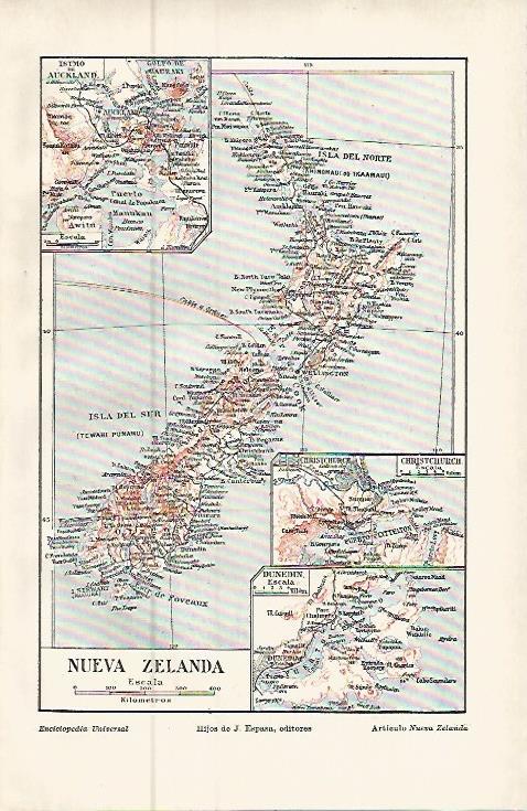 LAMINA ESPASA 9637: Mapa de Nueva Zelanda