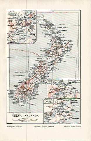 LAMINA ESPASA 9637: Mapa de Nueva Zelanda
