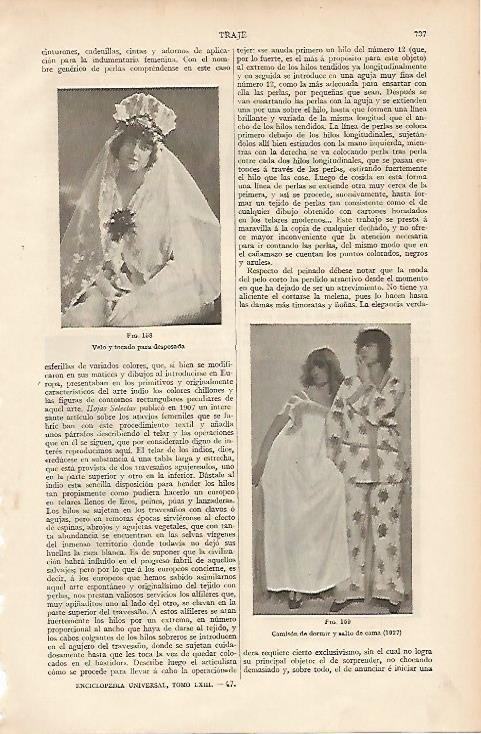 LAMINA ESPASA 11078: Vestido de novia y pijamas de 1927