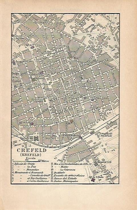 LAMINA ESPASA Alemania 14164: Plano de Krefeld Alemania