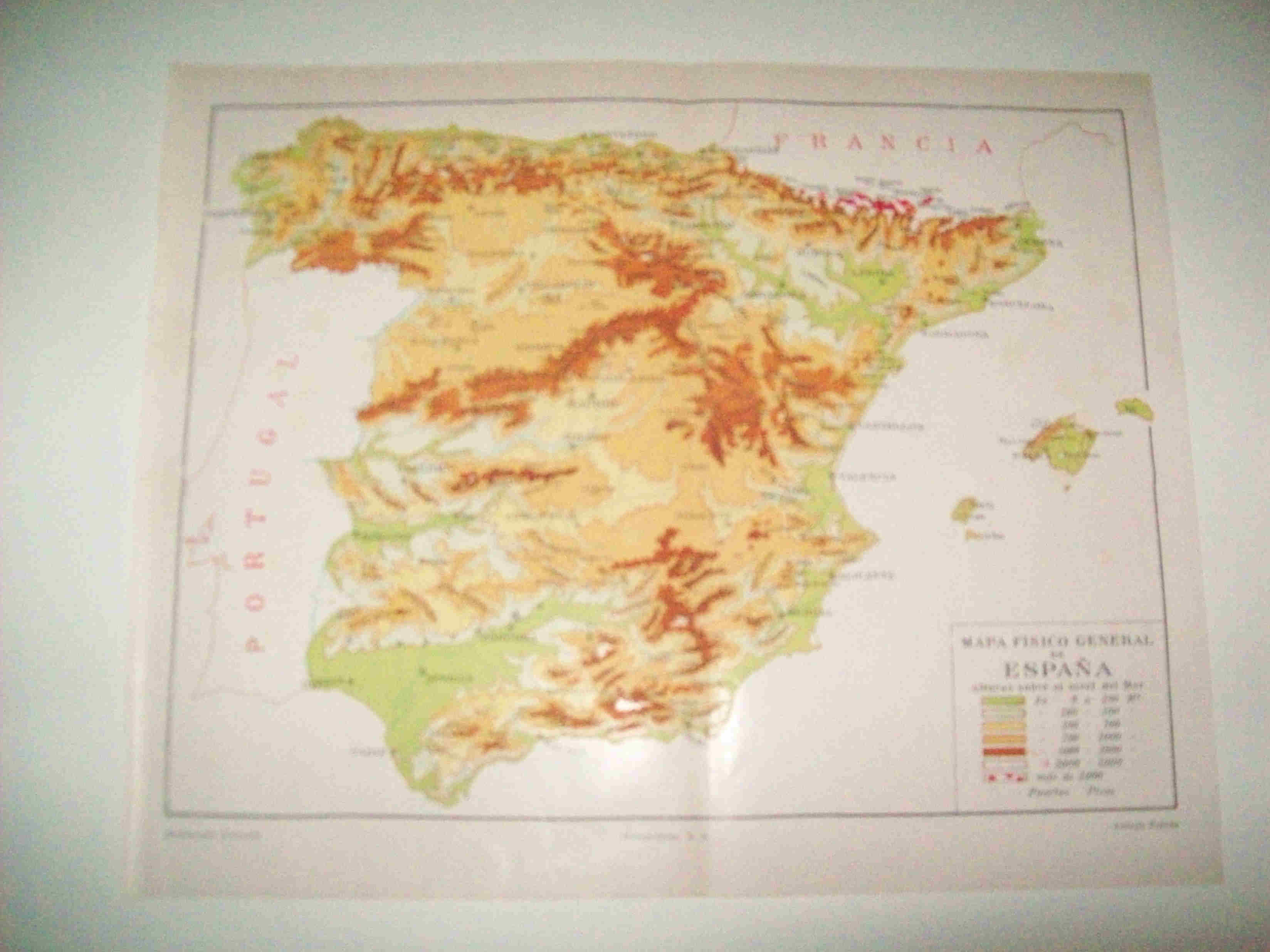 LAMINA ESPASA 15527: Mapa fisico general de España