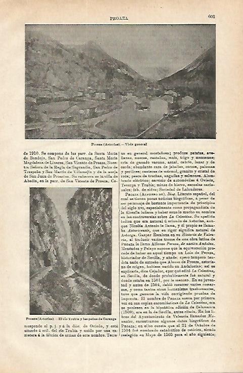 LAMINA ESPASA 16807: Vista de Proaza Asturias
