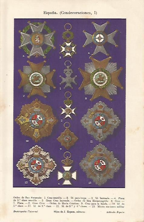 LAMINA ESPASA 10220: Condecoraciones de España