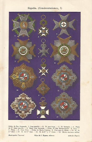 LAMINA ESPASA 10220: Condecoraciones de España