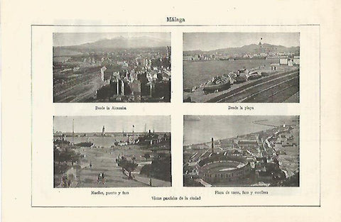 LAMINA ESPASA 18552: Vistas parciales de Malaga