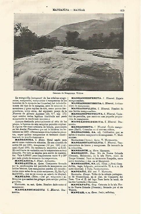 LAMINA ESPASA 18612: Catarata de Mangapapa