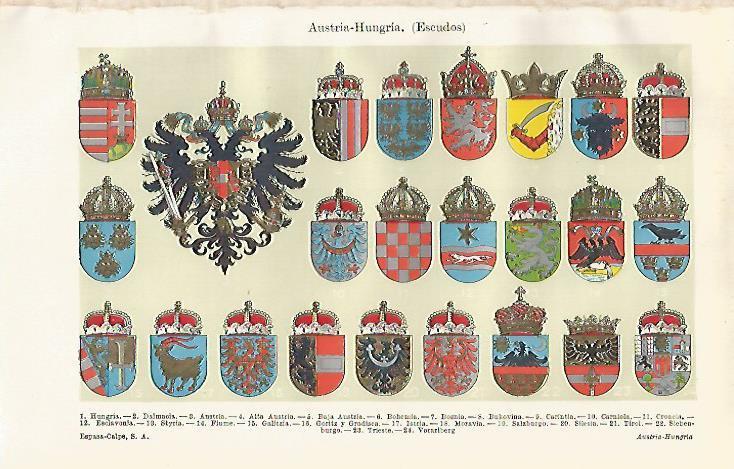 LAMINA ESPASA 13005: Escudos de Austria-Hungria