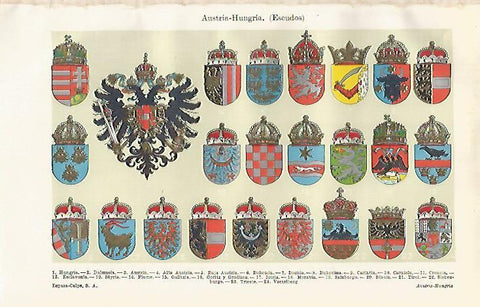 LAMINA ESPASA 13005: Escudos de Austria-Hungria