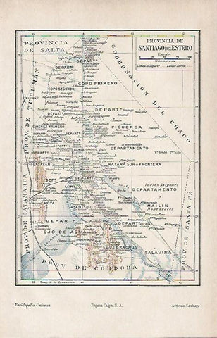 LAMINA ESPASA 19466: Mapa de Santiago del Estero (Argentina)