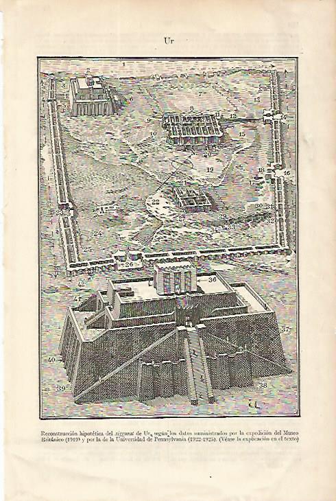 LAMINA ESPASA 16776: Recostruccion hipotetica del ziggurat de UR