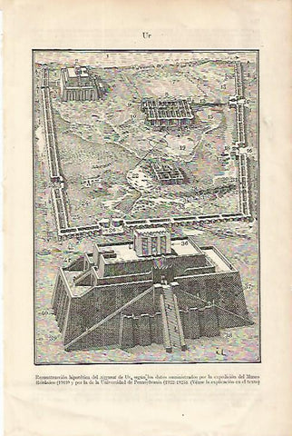 LAMINA ESPASA 16776: Recostruccion hipotetica del ziggurat de UR