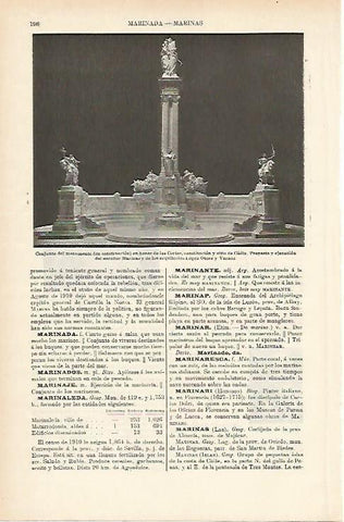 LAMINA ESPASA 1095: Monumento a las Cortes de Cadiz