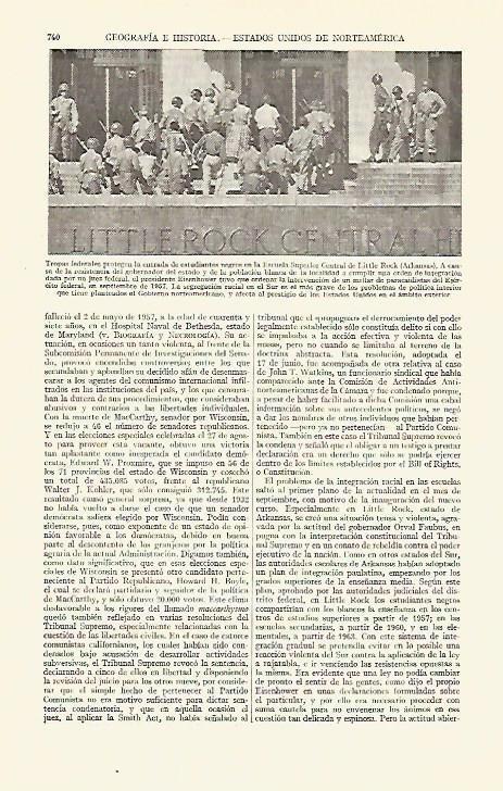 LAMINA ESPASA 21723: Militares protegiendo la Escuela Superior Central de Little Rock en Estados Unidos