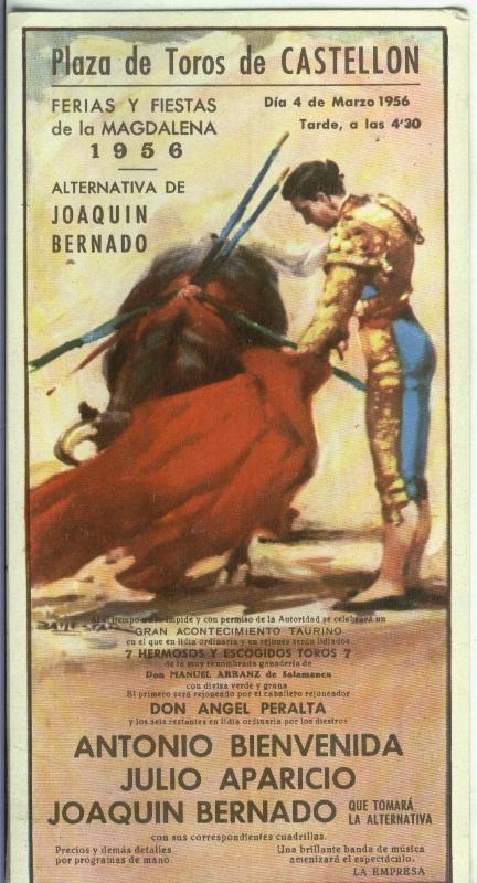 Poster postal corrida de Toros: Plaza de Toros de Castellon